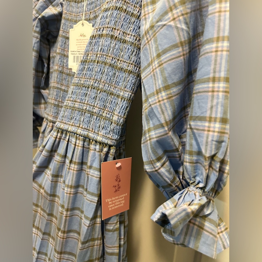 Ivy City Co Madeline dress in light blue plaid - Picture 3 of 5
